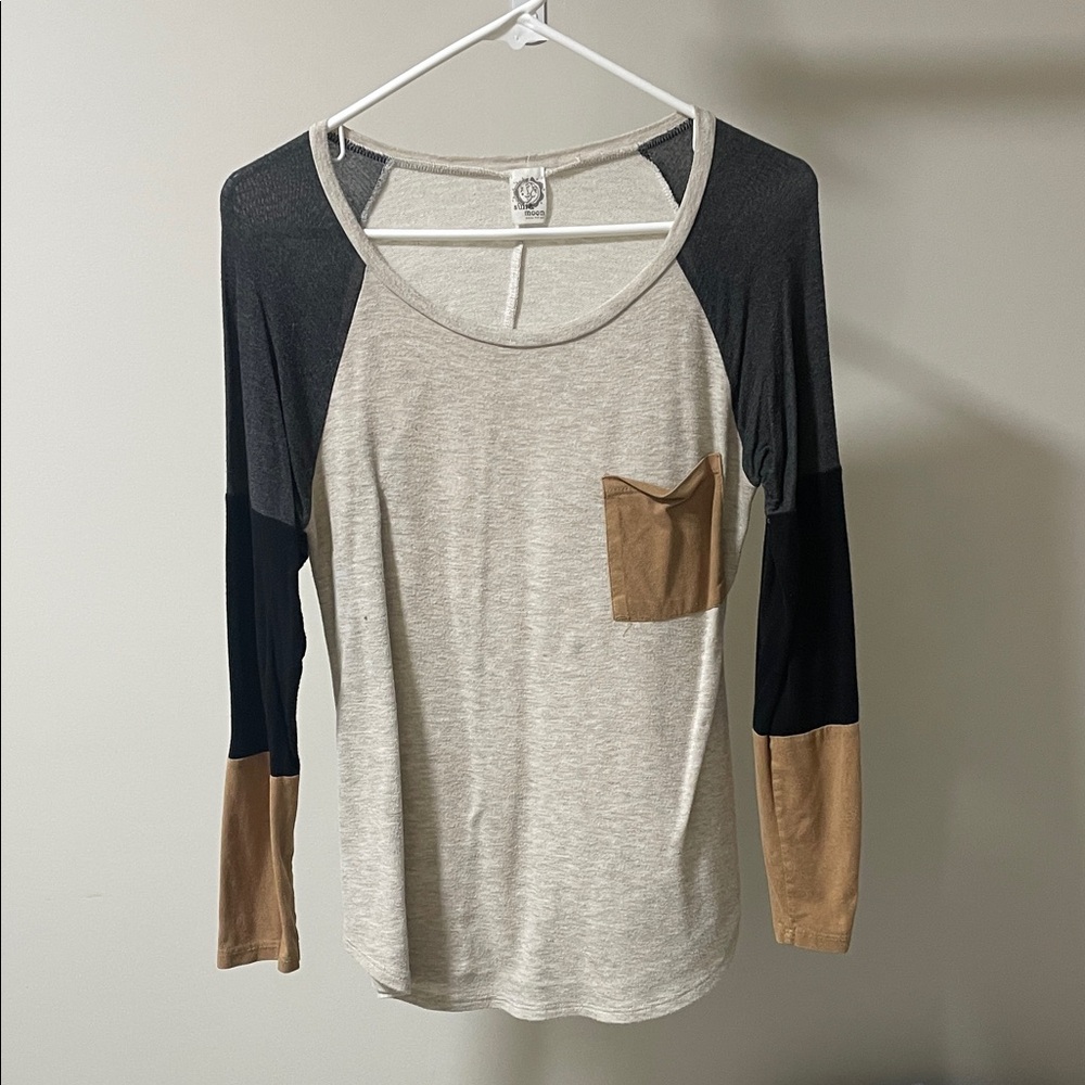 Sun n Moon Black and Brown Long Sleeve Tee